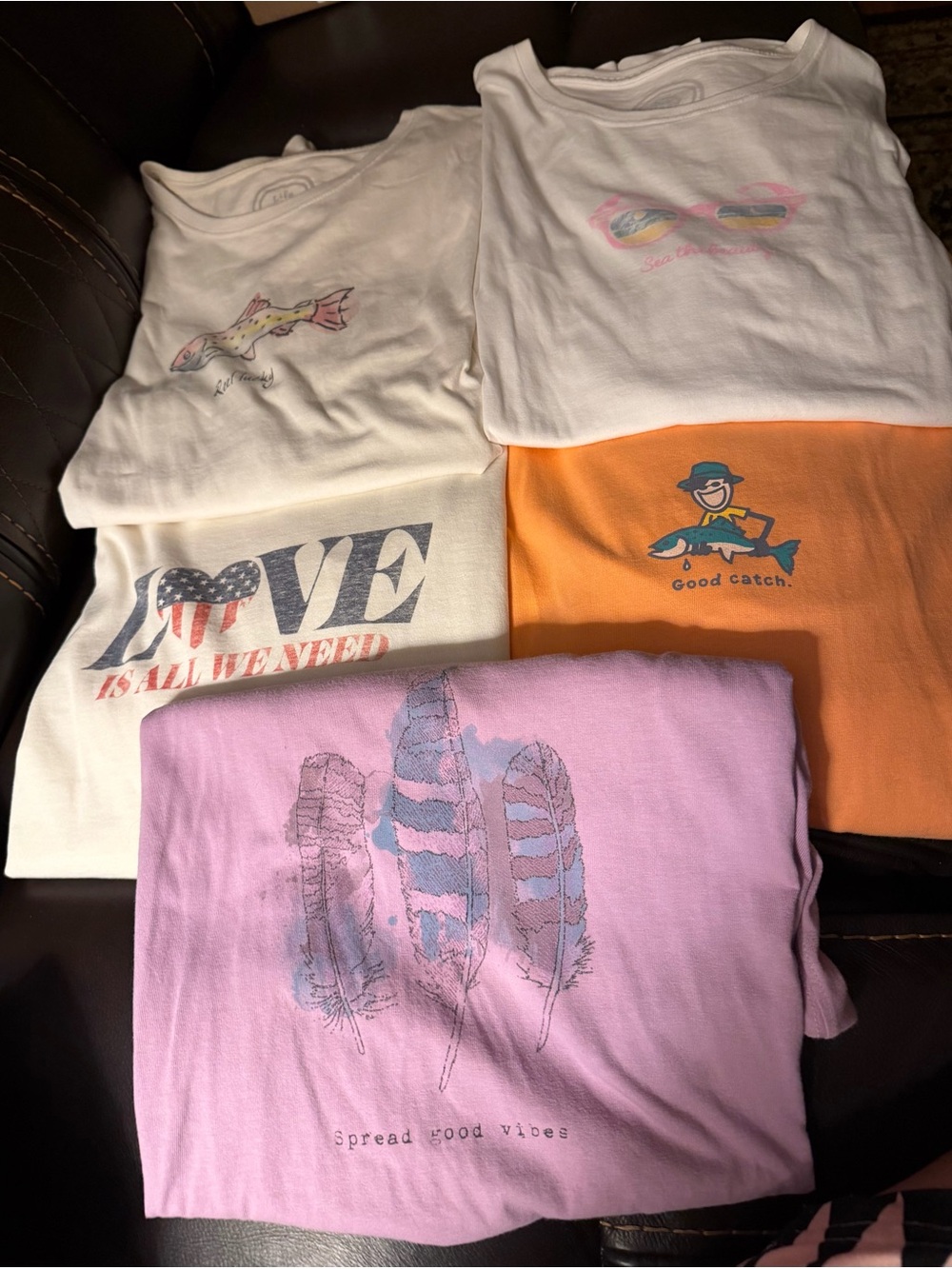 Lot of 5 Women’s Life Is Good Classic Fit Tees, XL